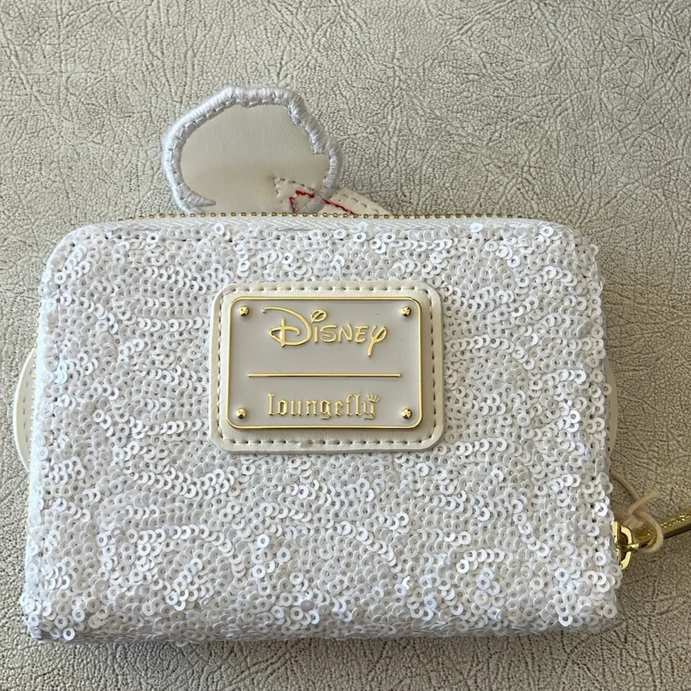 Loungefly Disney sequined snowman Mickey wallet NWT